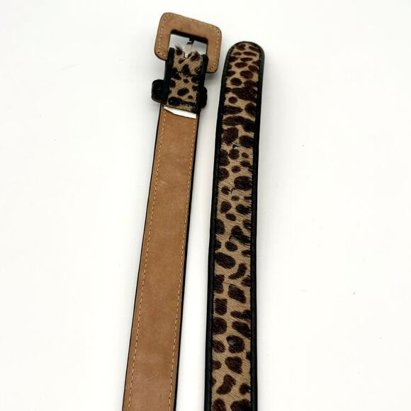 Vintage 90s Talbots Leopard Calf Hair Leather Belt Italy Size S Animal Print main image 5